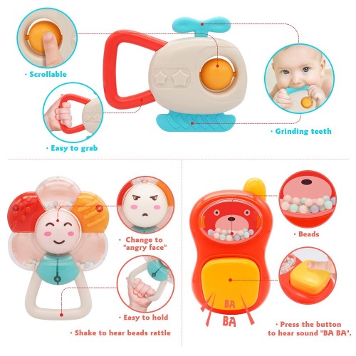 14 PCS Baby Rattles Teether Toy Set, Early Learning & Development Toys with Spin, Grab, Shake for Babies, 3 6 9 12 Months 14 PCS Baby Rattles Teether Toy Set, Early Learning & Development Toys with Spin, Grab, Shake for Babies, 3 6 9 12 Months